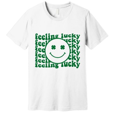 Feeling Lucky St Patricks Day Smile Face Emoji Premium T-Shirt