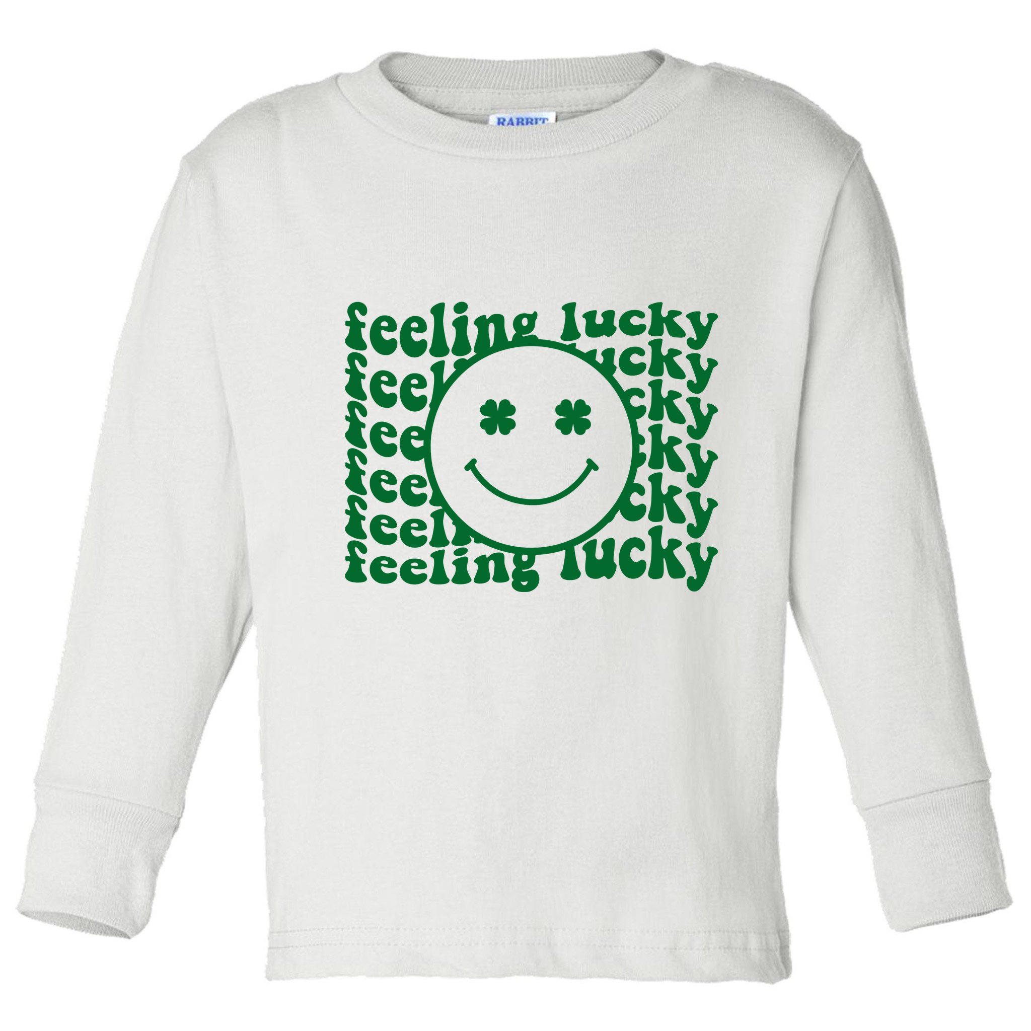 Feeling Lucky St Patricks Day Smile Face Emoji Toddler Long Sleeve Shirt