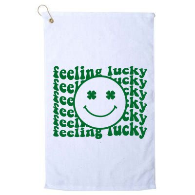 Feeling Lucky St Patricks Day Smile Face Emoji Golf Towel