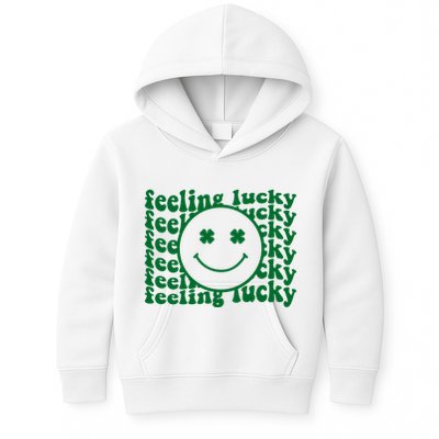Feeling Lucky St Patricks Day Smile Face Emoji Kids Hoodie
