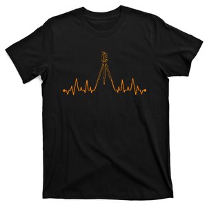 Funny Land Surveyor Gift Cool Surveying Tripod Heartbeat T-Shirt