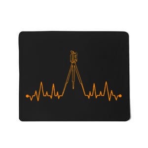 Funny Land Surveyor Gift Cool Surveying Tripod Heartbeat Mousepad