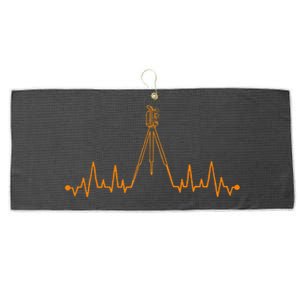 Funny Land Surveyor Gift Cool Surveying Tripod Heartbeat Large Microfiber Waffle Golf Towel