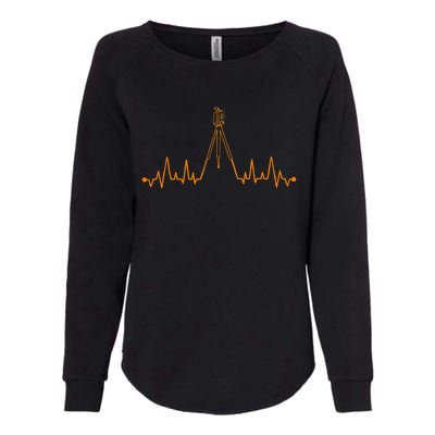 Funny Land Surveyor Gift Cool Surveying Tripod Heartbeat Womens California Wash Sweatshirt