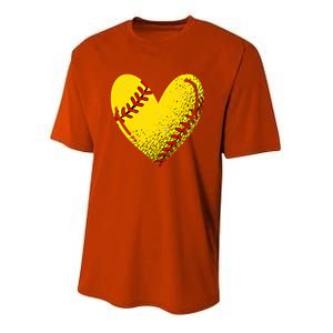 Funny Love Softball Heart Shape Happy Valentine's Day Gift Youth Performance Sprint T-Shirt