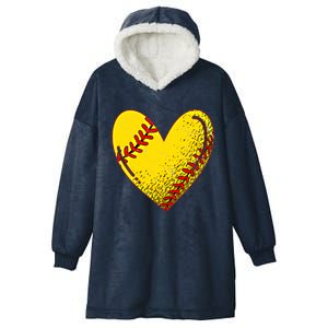 Funny Love Softball Heart Shape Happy Valentine's Day Gift Hooded Wearable Blanket