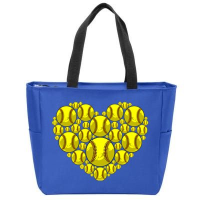 Funny Love Softball Heart Shape Happy Valentine's Day Great Gift Zip Tote Bag