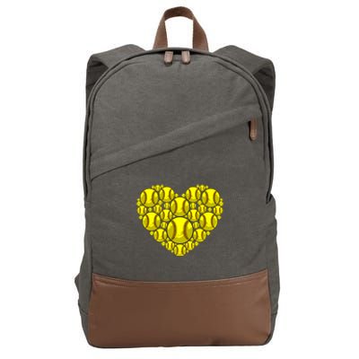 Funny Love Softball Heart Shape Happy Valentine's Day Great Gift Cotton Canvas Backpack