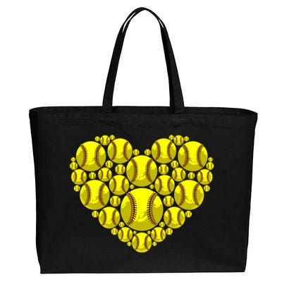 Funny Love Softball Heart Shape Happy Valentine's Day Great Gift Cotton Canvas Jumbo Tote