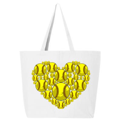 Funny Love Softball Heart Shape Happy Valentine's Day Great Gift 25L Jumbo Tote