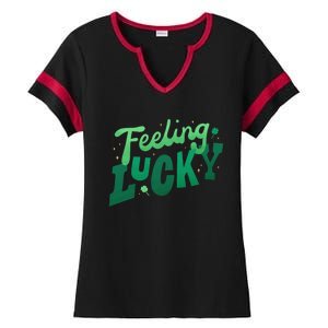 Feeling Lucky St Patrick's Day Festive Ladies Halftime Notch Neck Tee