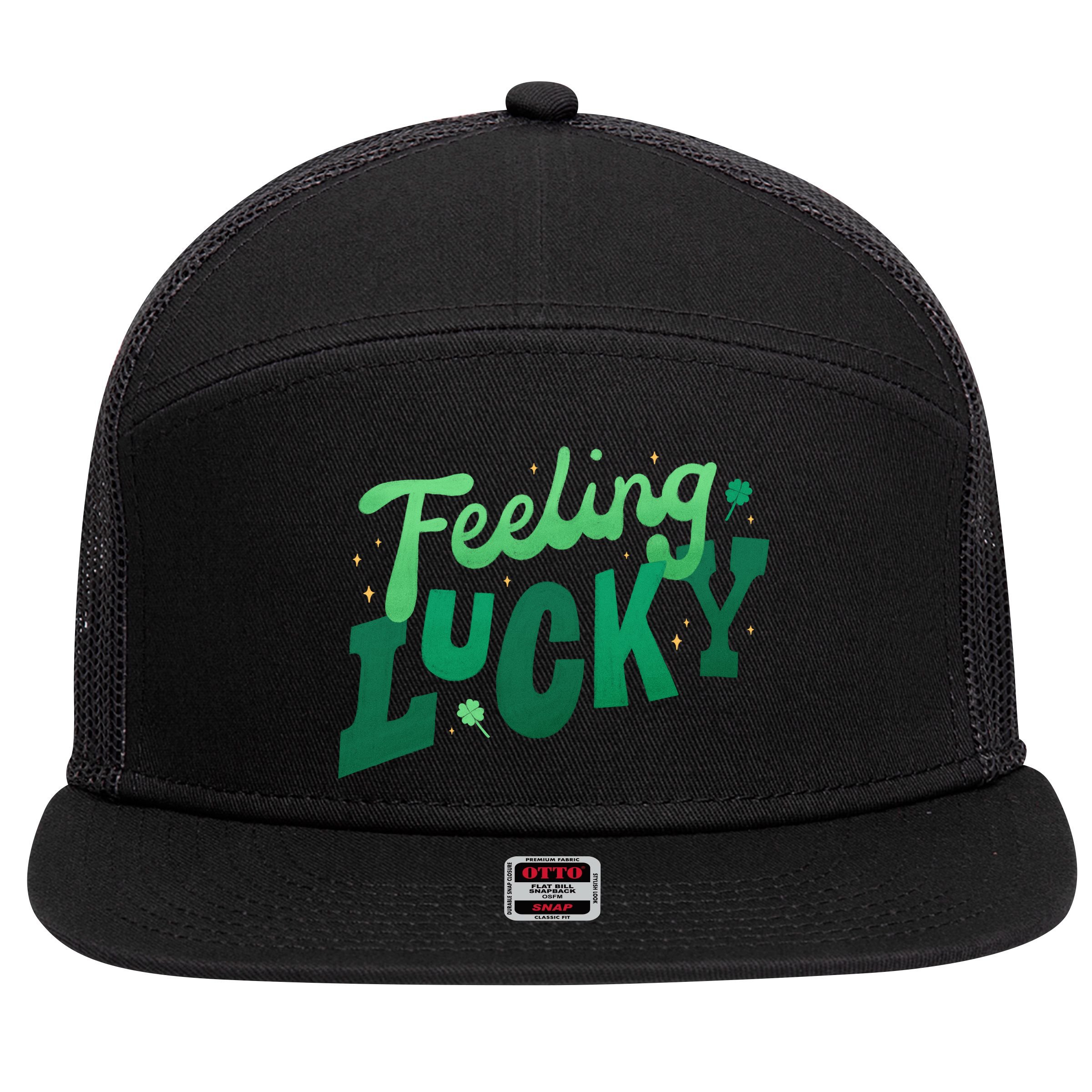 Feeling Lucky St Patrick's Day Festive 7 Panel Mesh Trucker Snapback Hat