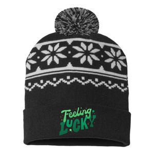 Feeling Lucky St Patrick's Day Festive USA-Made Snowflake Beanie