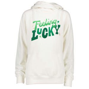 Feeling Lucky St Patrick's Day Festive Womens Funnel Neck Pullover Hood