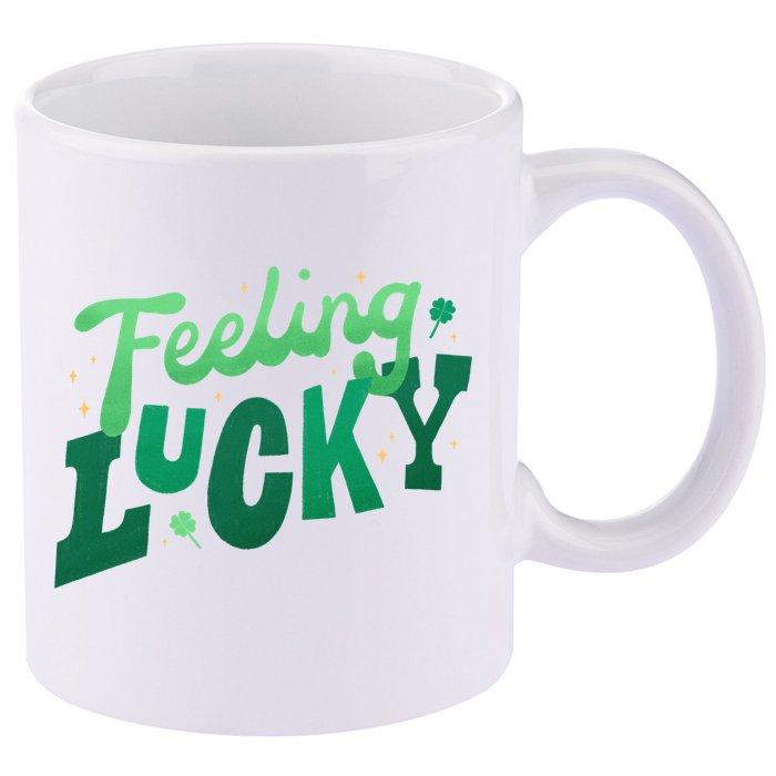Feeling Lucky St Patrick's Day Festive 11oz C Handle Ceramic Mug