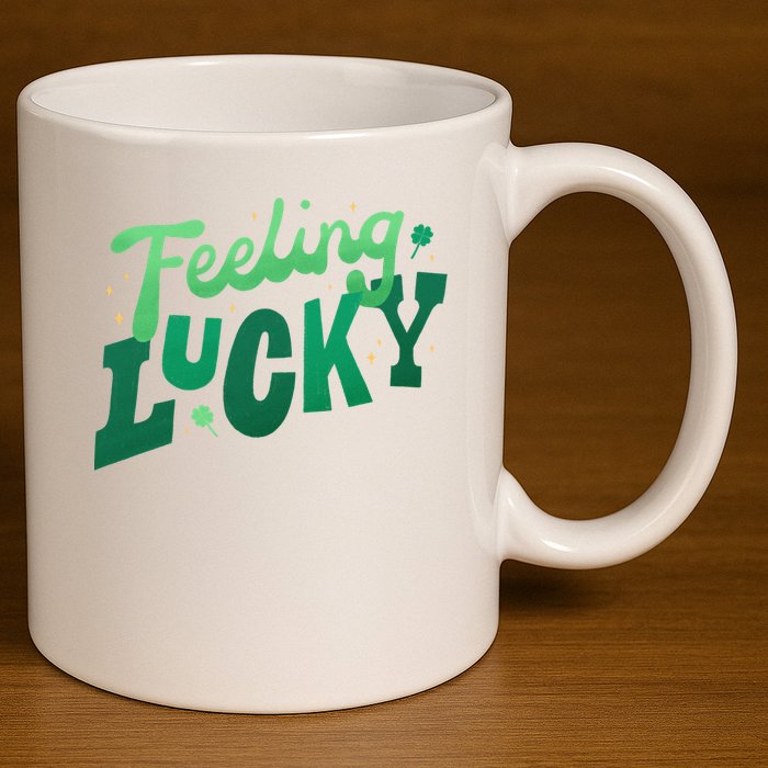 Feeling Lucky St Patrick's Day Festive 11oz C Handle Ceramic Mug