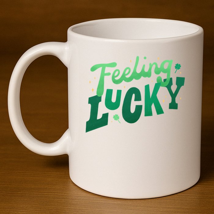 Feeling Lucky St Patrick's Day Festive 11oz C Handle Ceramic Mug