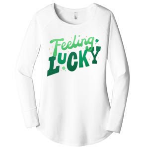 Feeling Lucky St Patrick's Day Festive Women's Perfect Tri Tunic Long Sleeve Shirt