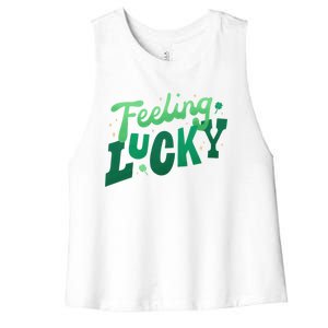 Feeling Lucky St Patrick's Day Festive Women's Racerback Cropped Tank