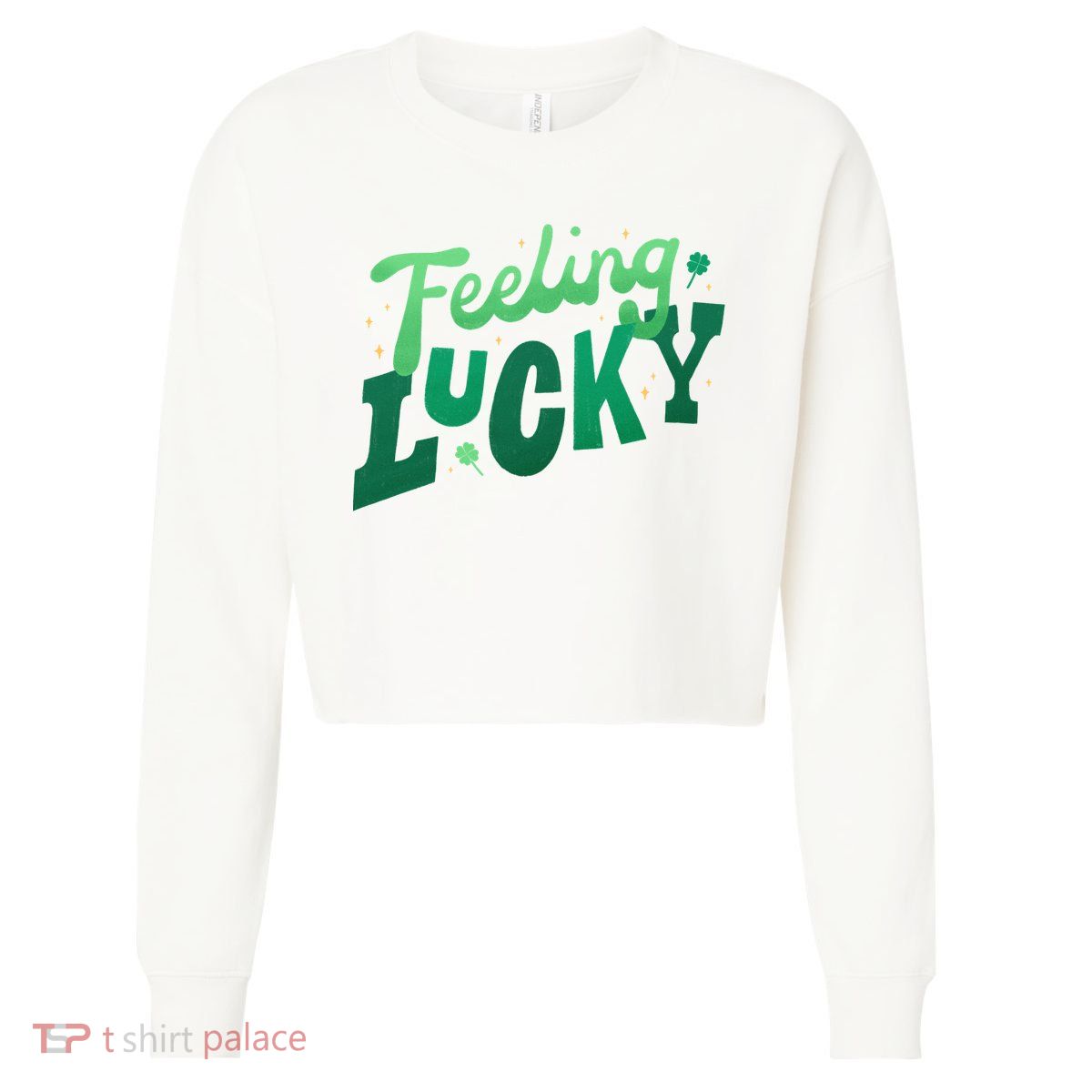 Feeling Lucky St Patrick's Day Festive Cropped Pullover Crew