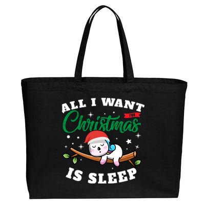 Funny Lazy Sloth All I Want For Christmas Is Sleep Funny Gift Cotton Canvas Jumbo Tote