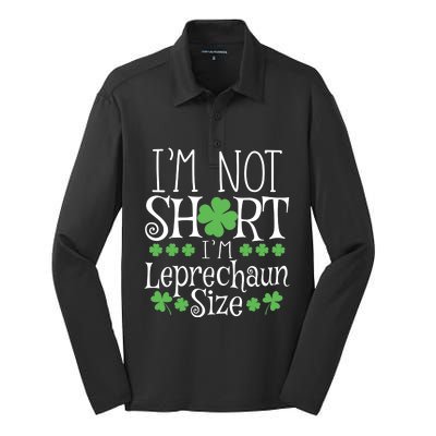 Funny Leprechaun Size St Patricks Day Silk Touch Performance Long Sleeve Polo