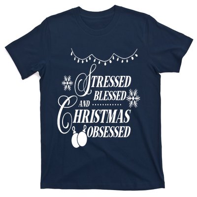 Family Love Stressed Blessed And Christmas Obsessed T-Shirt