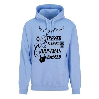 Family Love Stressed Blessed And Christmas Obsessed Unisex Surf Hoodie