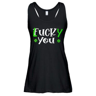 Funny Leprechaun Shamrock Fuck Lucky You St Patricks Day Ladies Essential Flowy Tank