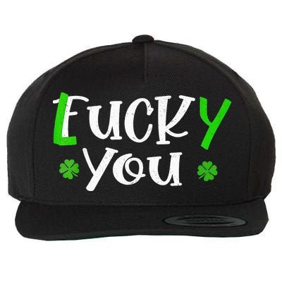 Funny Leprechaun Shamrock Fuck Lucky You St Patricks Day Wool Snapback Cap