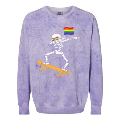 Funny LGBT Skeleton Skateboard Costume Halloween Gift Colorblast Crewneck Sweatshirt