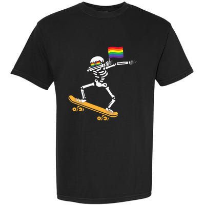 Funny LGBT Skeleton Skateboard Costume Halloween Gift Garment-Dyed Heavyweight T-Shirt