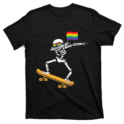 Funny LGBT Skeleton Skateboard Costume Halloween Gift T-Shirt