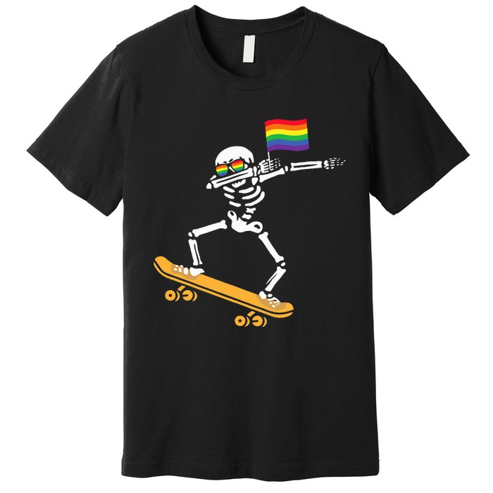 Funny LGBT Skeleton Skateboard Costume Halloween Gift Premium T-Shirt