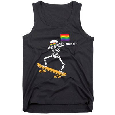 Funny LGBT Skeleton Skateboard Costume Halloween Gift Tank Top