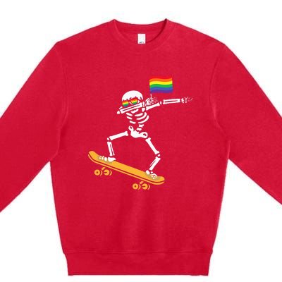 Funny LGBT Skeleton Skateboard Costume Halloween Gift Premium Crewneck Sweatshirt