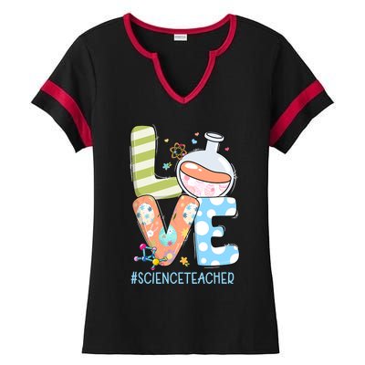 Funny Love Science Teacher Teacherlife Easter Day Outfit Ladies Halftime Notch Neck Tee