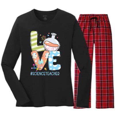 Funny Love Science Teacher Teacherlife Easter Day Outfit Women's Long Sleeve Flannel Pajama Set 