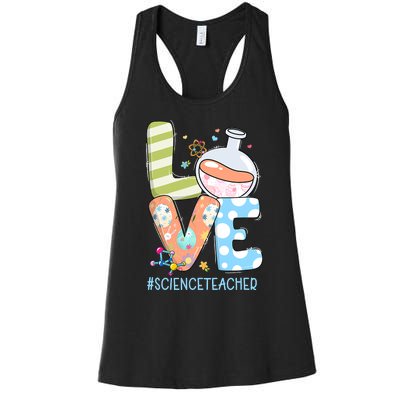 Funny Love Science Teacher Teacherlife Easter Day Outfit Women's Racerback Tank