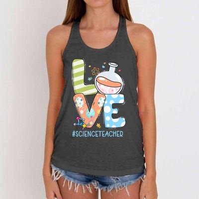 Funny Love Science Teacher Teacherlife Easter Day Outfit Women's Knotted Racerback Tank