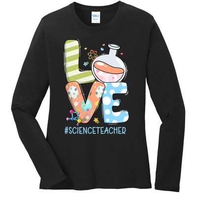 Funny Love Science Teacher Teacherlife Easter Day Outfit Ladies Long Sleeve Shirt