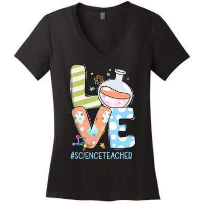 Funny Love Science Teacher Teacherlife Easter Day Outfit Women's V-Neck T-Shirt