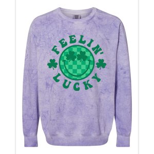 Feelin' Lucky St Patrick's Day Funny Irish Shamrock Colorblast Crewneck Sweatshirt