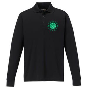 Feelin' Lucky St Patrick's Day Funny Irish Shamrock Performance Long Sleeve Polo