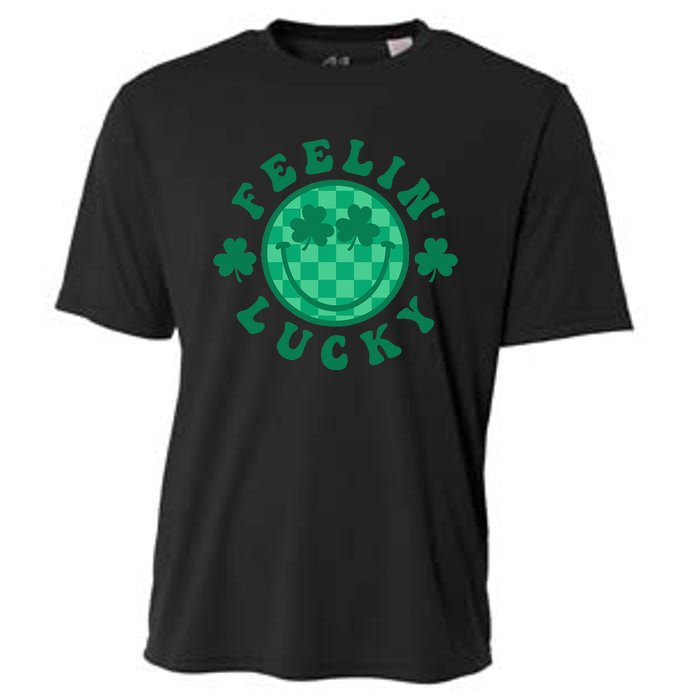 Feelin' Lucky St Patrick's Day Funny Irish Shamrock Cooling Performance Crew T-Shirt