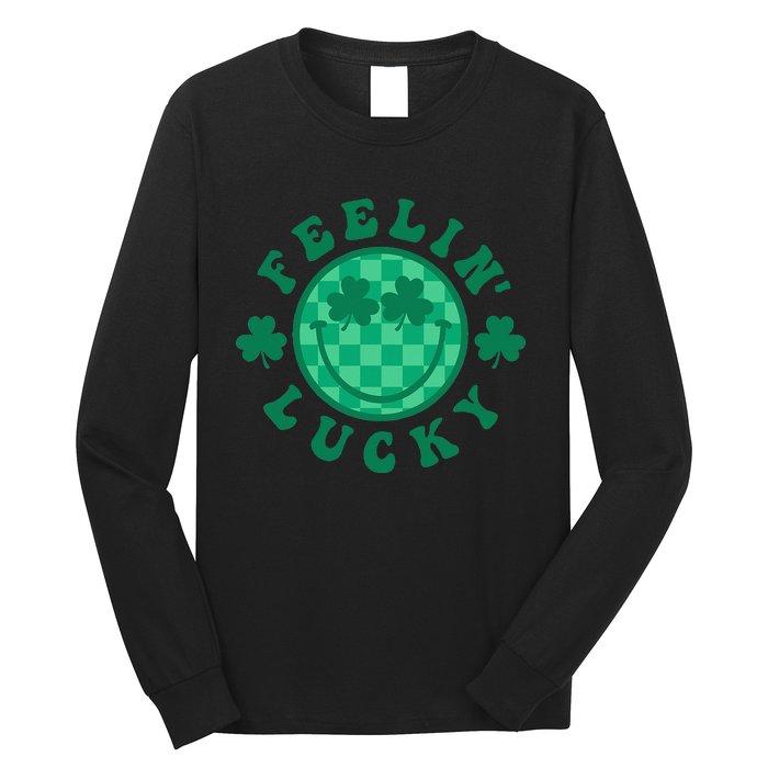 Feelin' Lucky St Patrick's Day Funny Irish Shamrock Long Sleeve Shirt