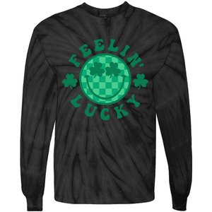 Feelin' Lucky St Patrick's Day Funny Irish Shamrock Tie-Dye Long Sleeve Shirt