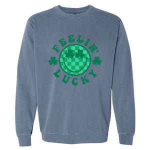 Feelin' Lucky St Patrick's Day Funny Irish Shamrock Garment-Dyed Sweatshirt