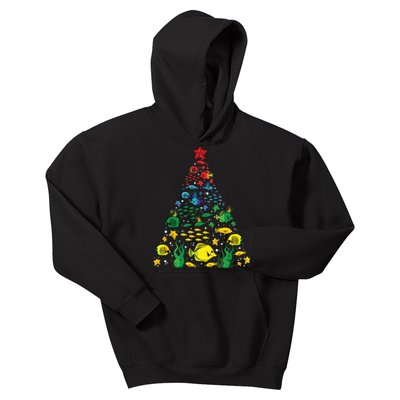 Fish Lovers Sea Beach Aquatic Christmas Tree Xmas Decor Kids Hoodie