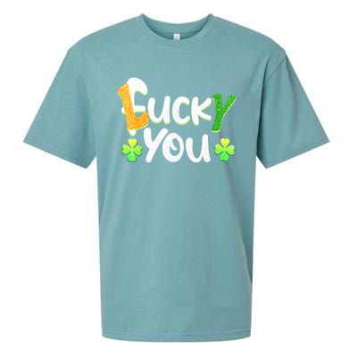 Funny Leprechaun Shamrock Fuck Lucky You St Patricks Day Sueded Cloud Jersey T-Shirt